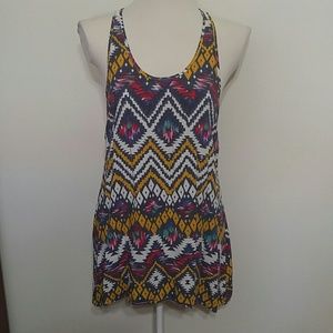 Tribal print ladder back dress size medium